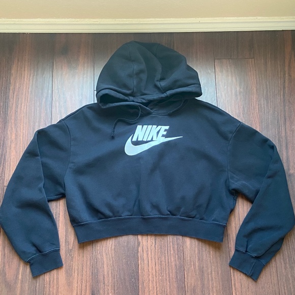 NIKE Long Sleeve Cropped Hoodie in Black Women's Size Small - Picture 3 of 6